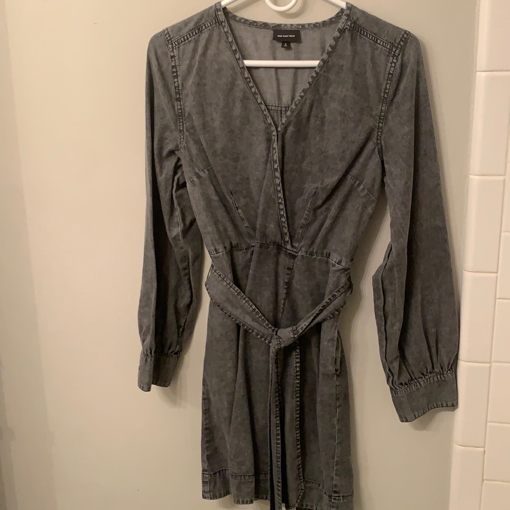 Who what wear target grey faux wrap dress, side zipper